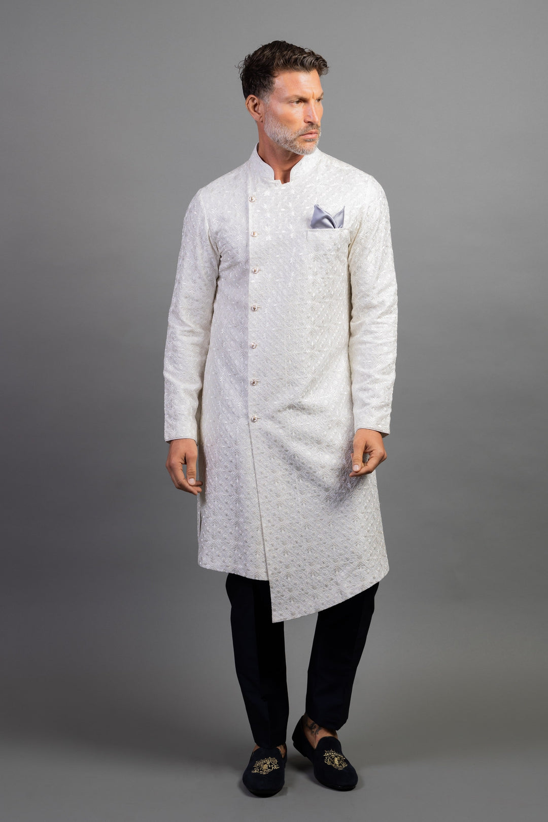 Off White Overlap Kurta