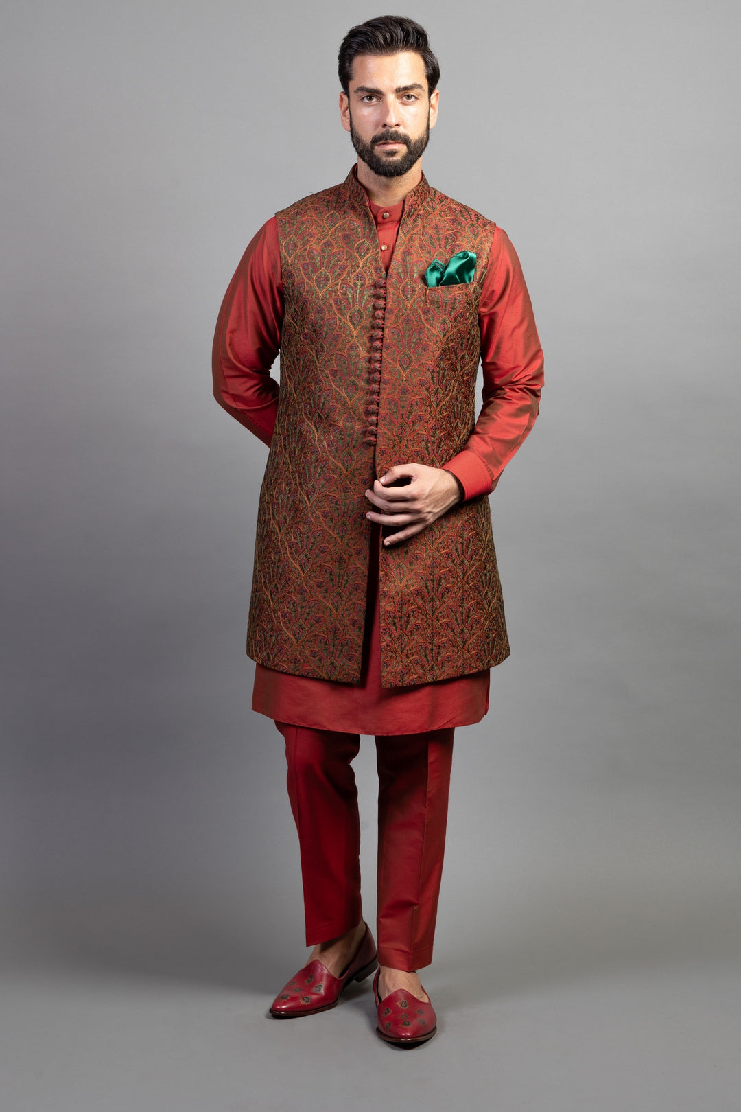 Multi-Colour Long Nehru Jacket