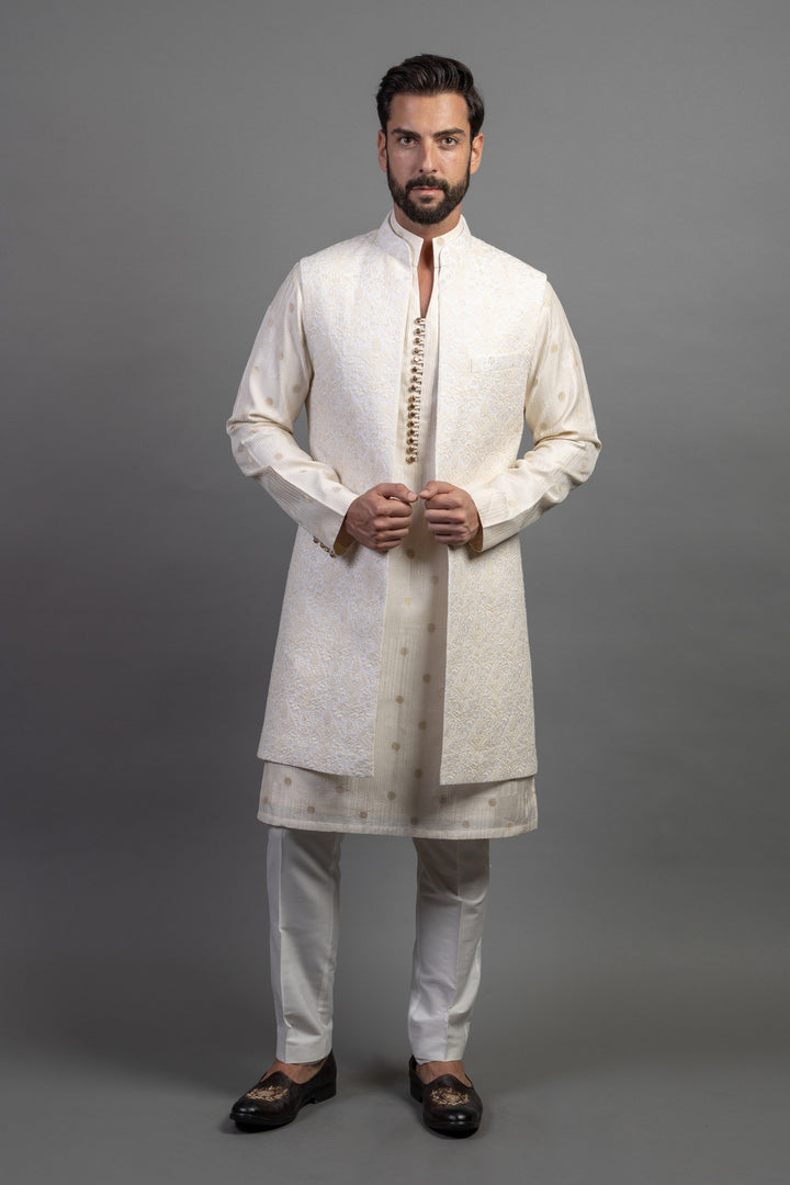 White Long Nehru Jacket