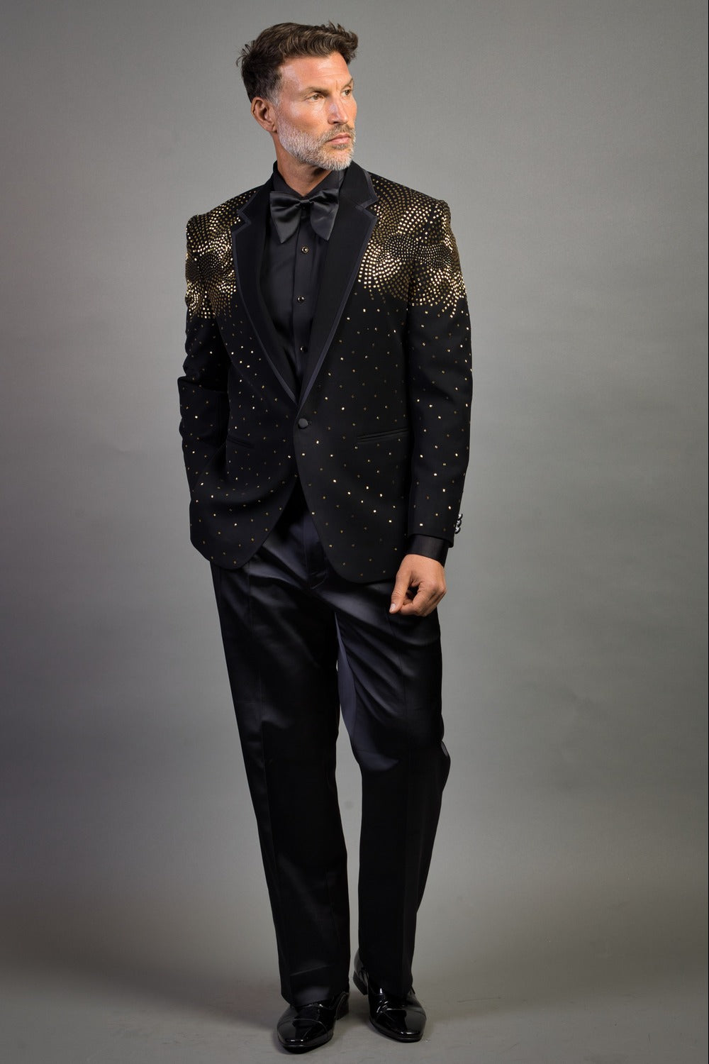 Heavy Crepe Tuxedo With Gold Embroidery