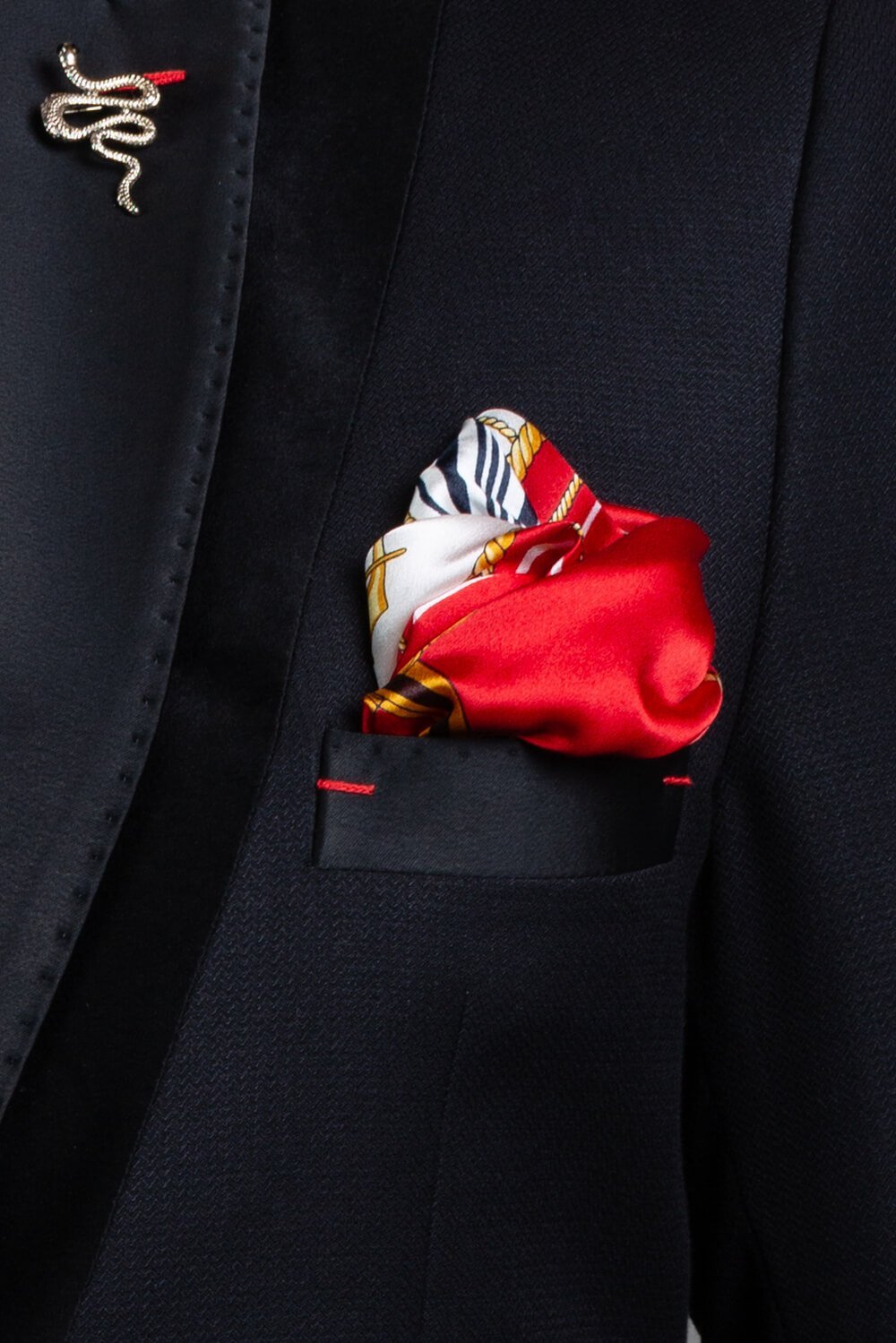 Red printed Pocket square