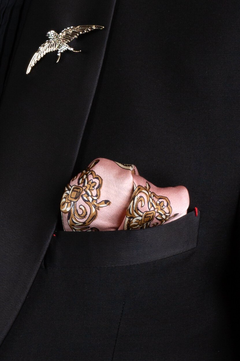pink printed pocket square