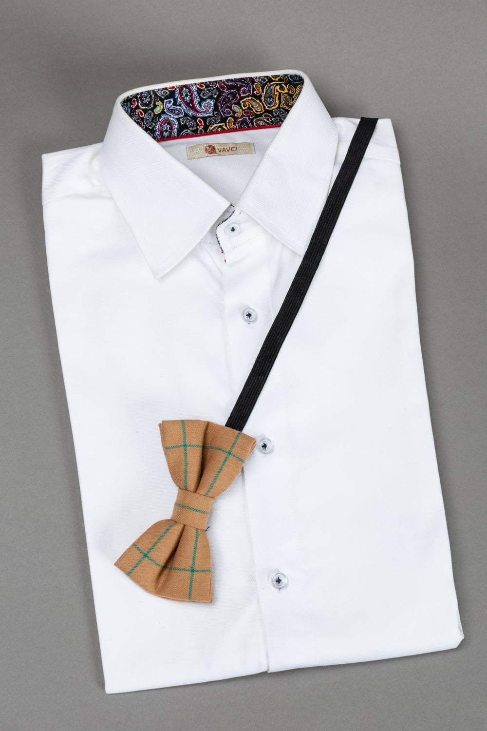 Beige Checks Pre-Tied Bow Tie
