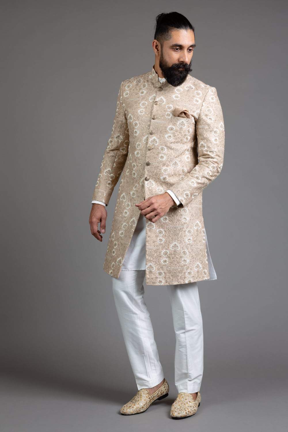 Beige Thread Work Sherwani