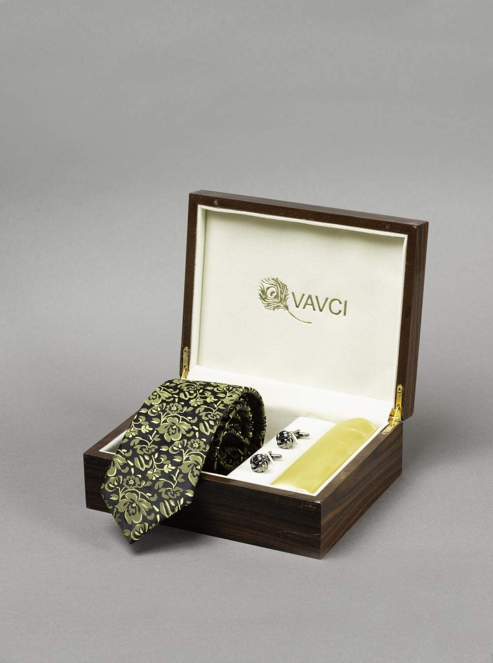 Black And Yellow Printed Tie Box