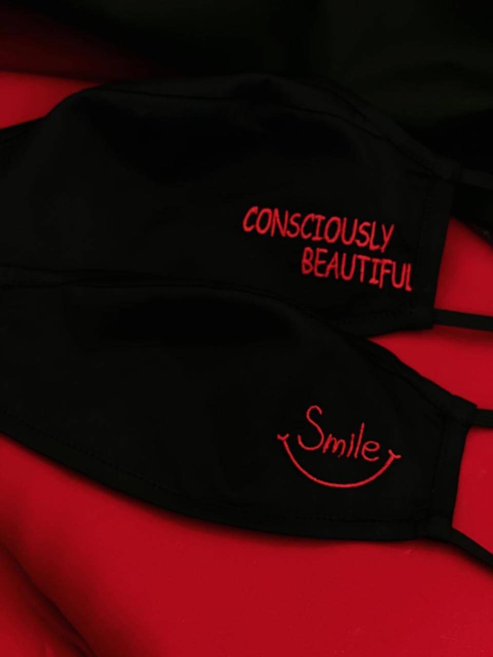 Black Embroidered Mask