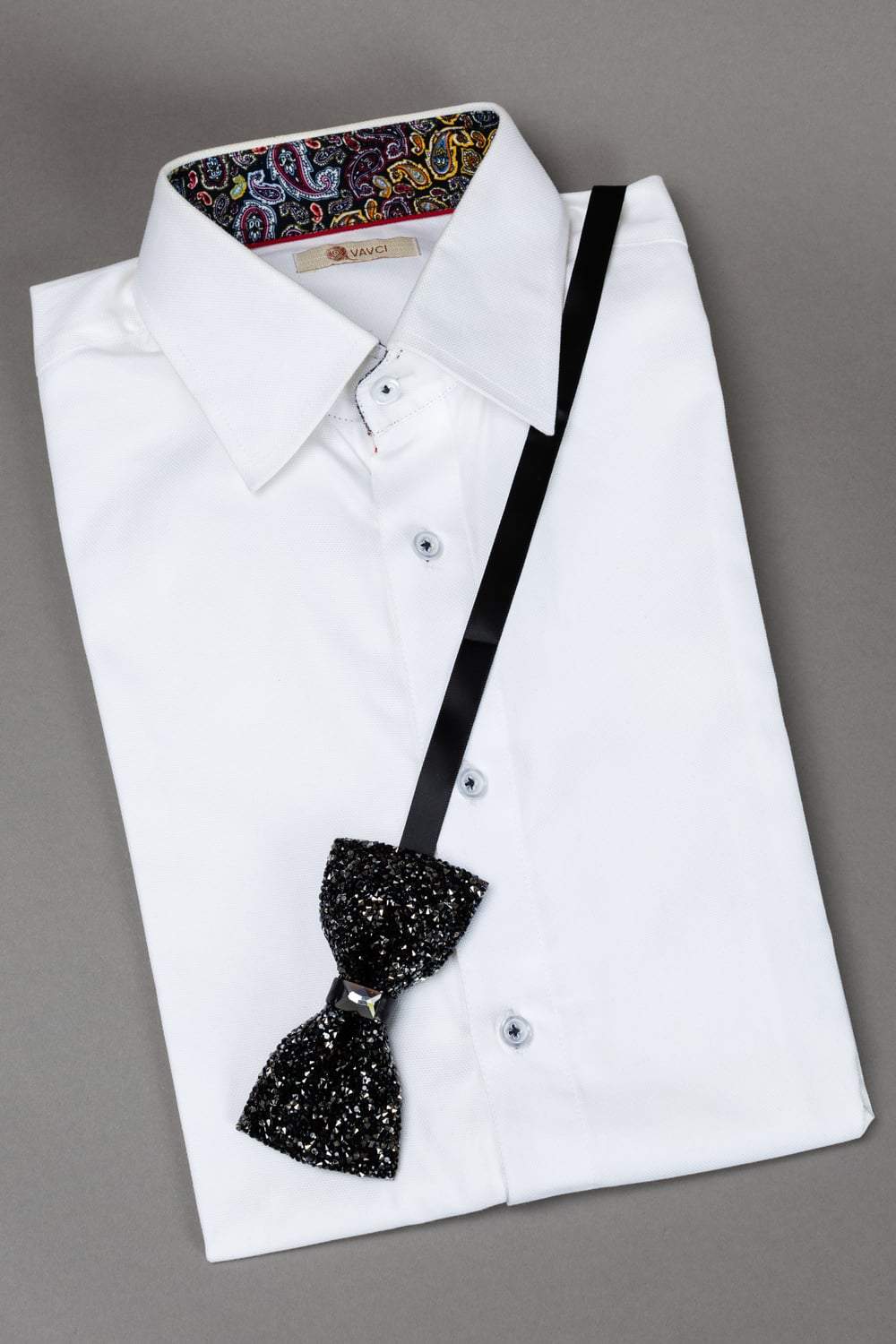 Black Swarovski Pre-Tied Bow Tie