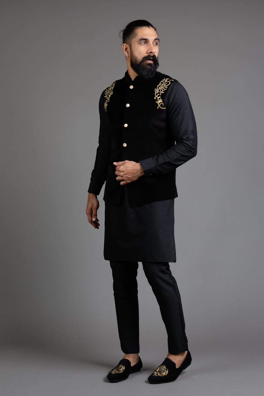 Black Velvet Nehru Jacket