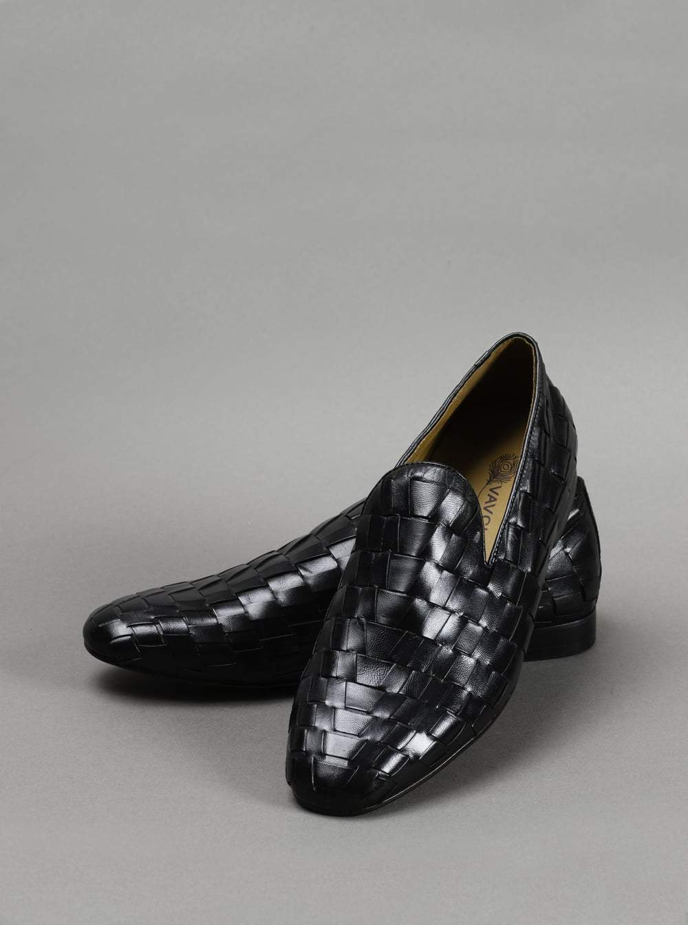 Black leather store loafer shoes mens