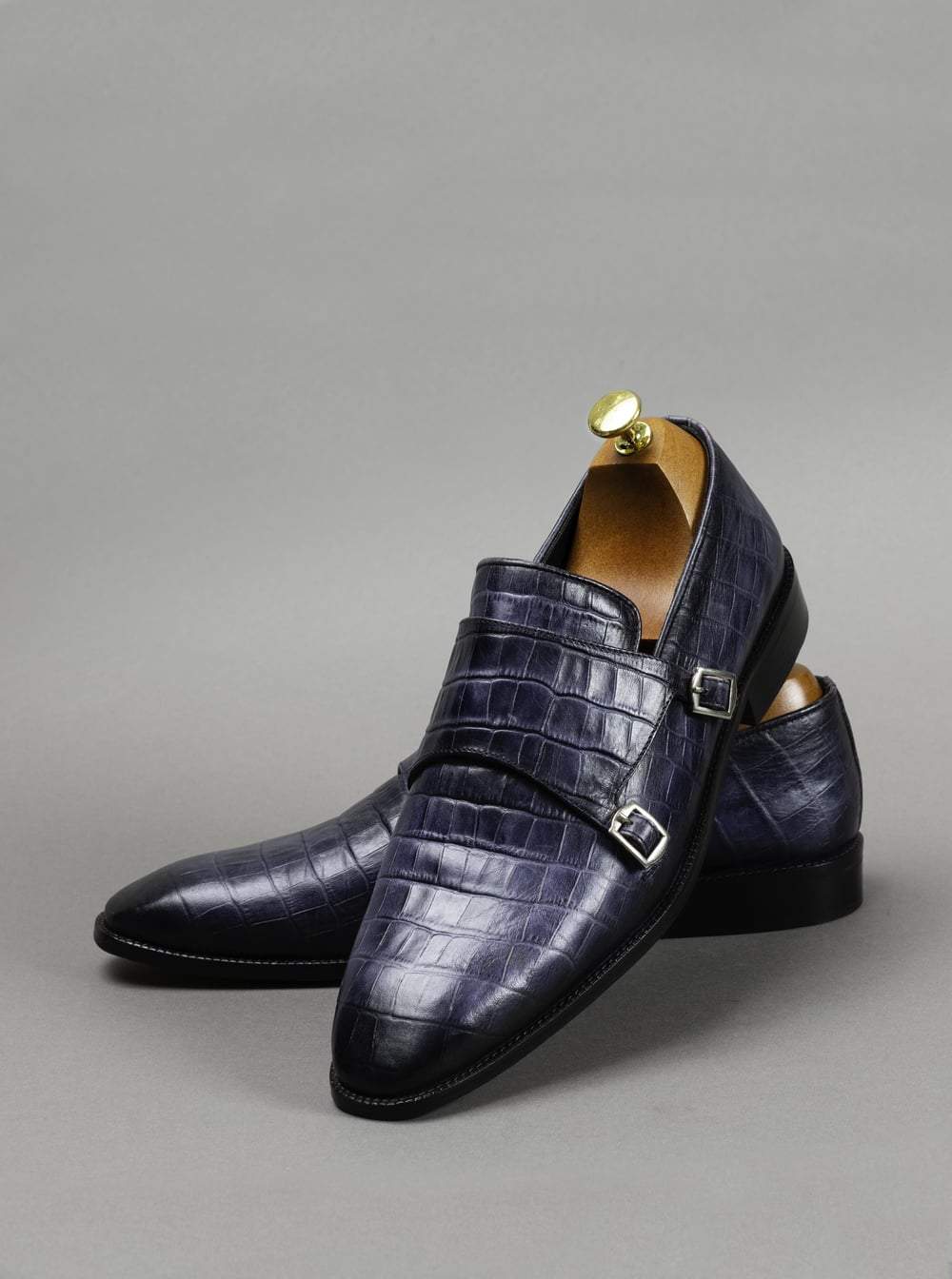 Blue Double Monk Bespoke Shoes