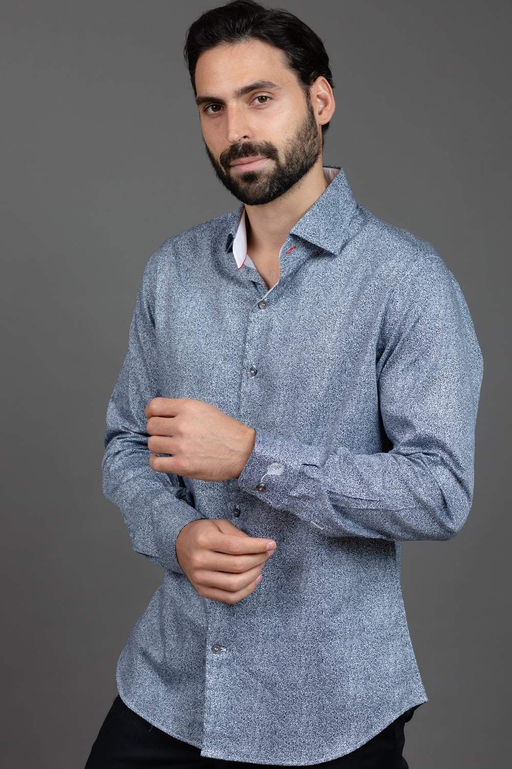 Blue Grey Printed Shirt