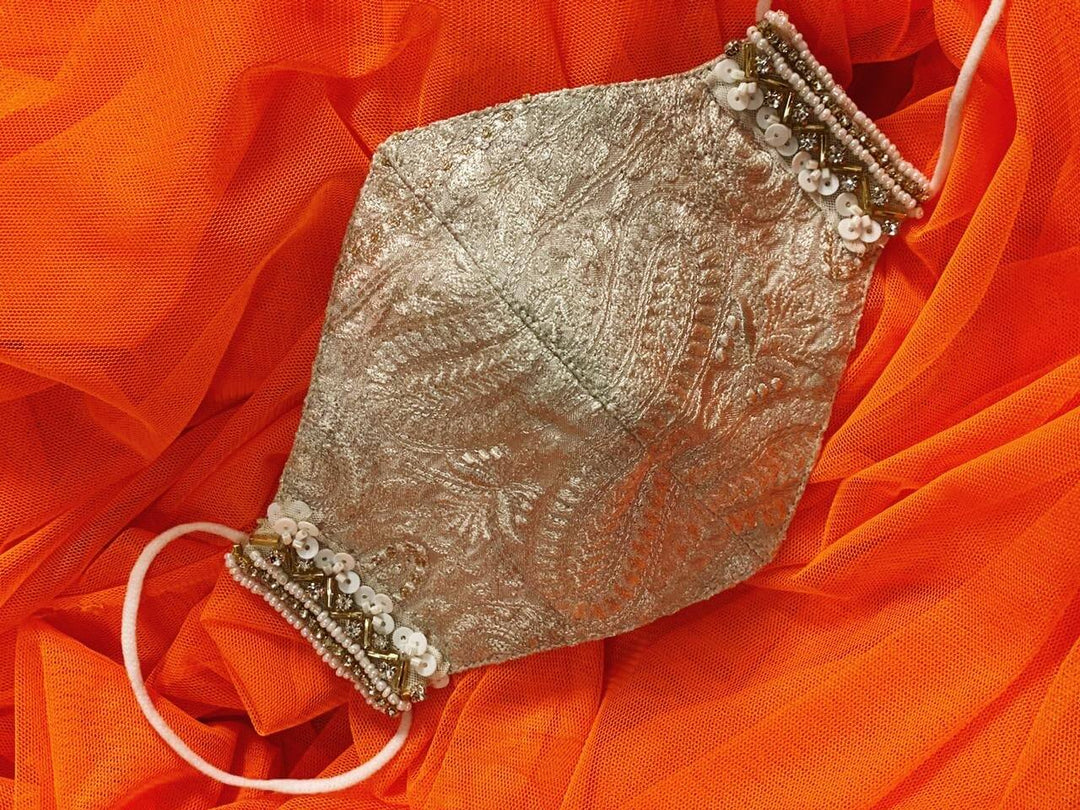 Fawn Thread Work Silk Mask