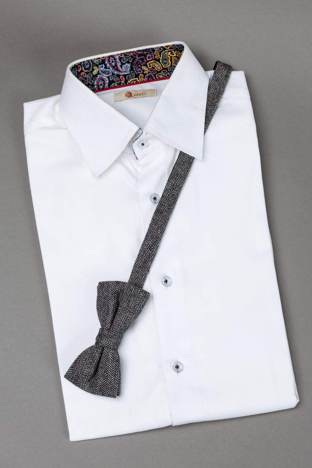 Grey Tweed Pre-Tied Bow Tie