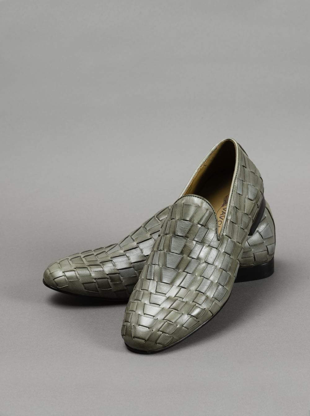 Grey Woven Loafer Shoes