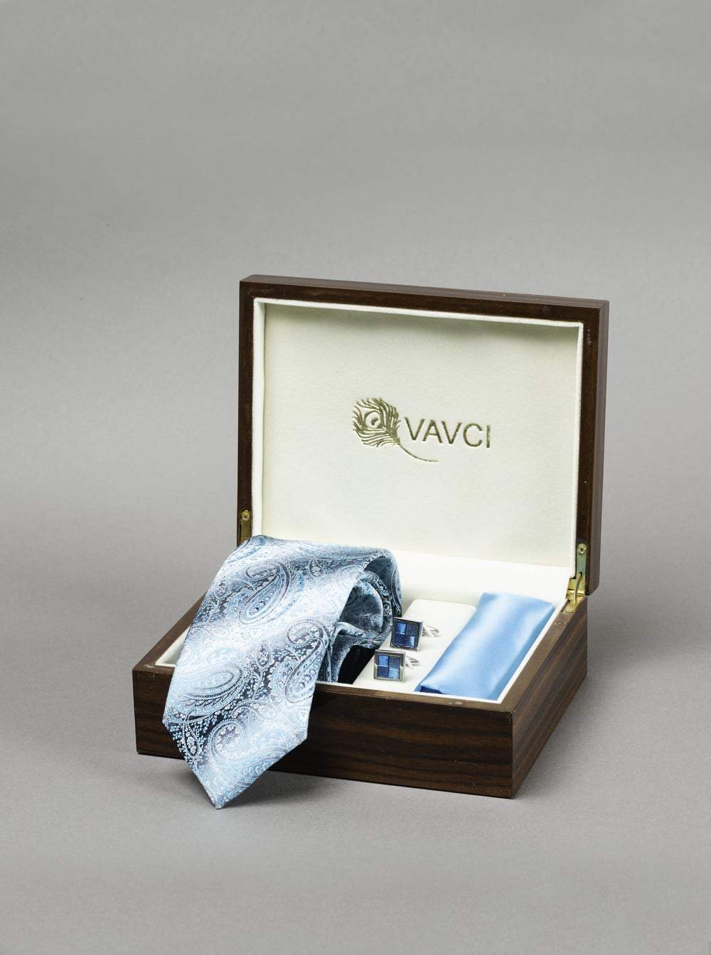 Light Blue Printed Tie Box