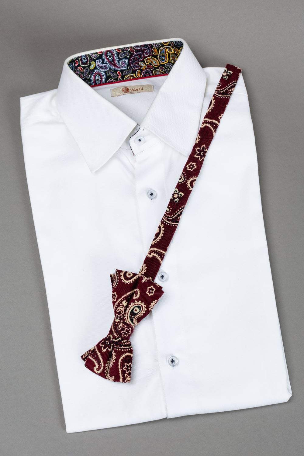 Maroon Paisley Pre-Tied Bow Tie