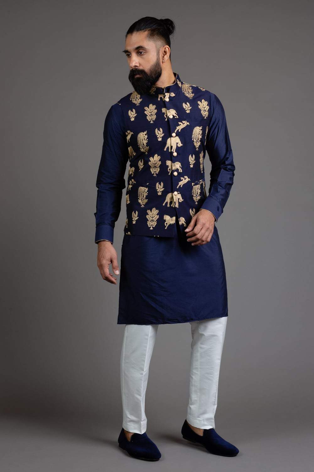 Blue nehru jacket store