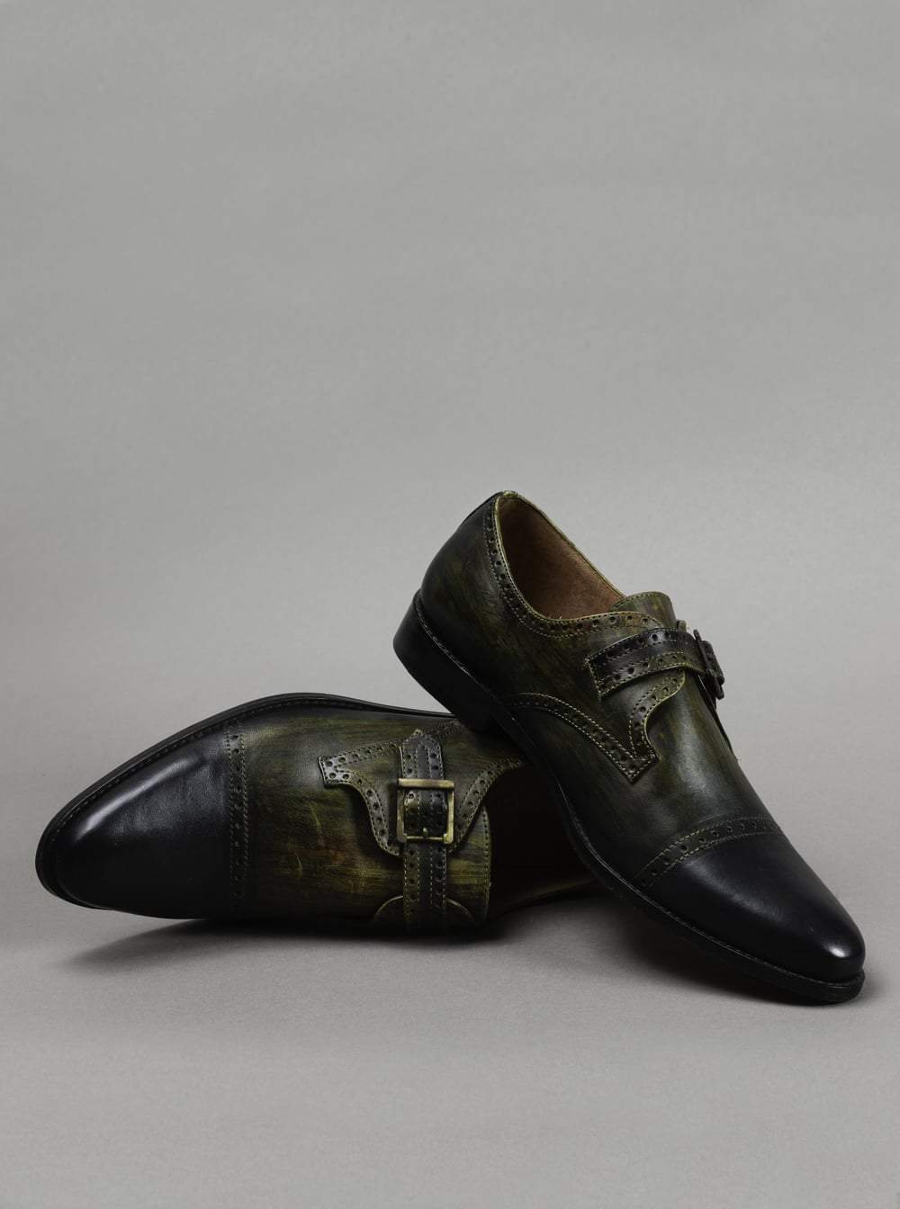 Green leather shoes store mens