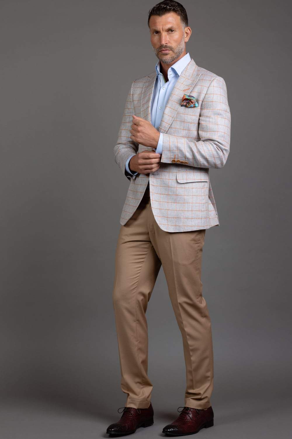 Orange sale check blazer