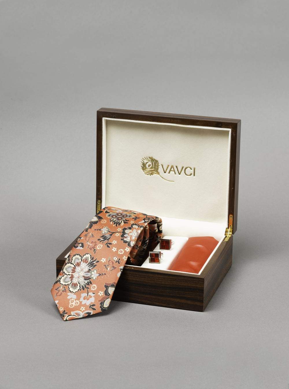 Peach Printed Tie Box