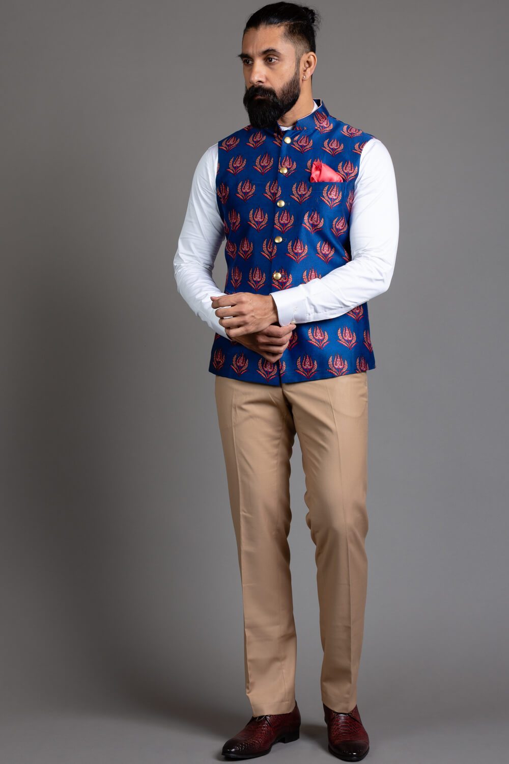 Printed Silk Nehru Jacket