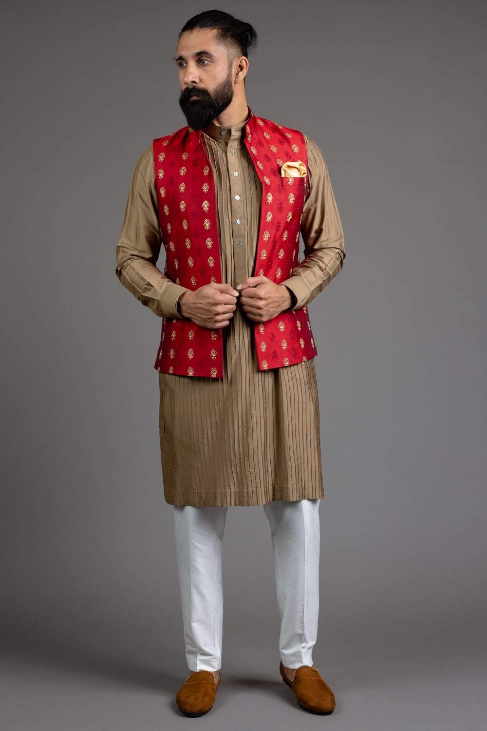 Red hot sale nehru jacket