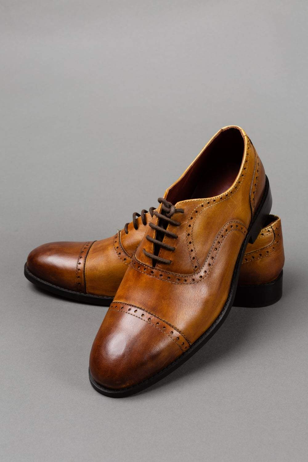 Tan Lace Up Oxford Shoes