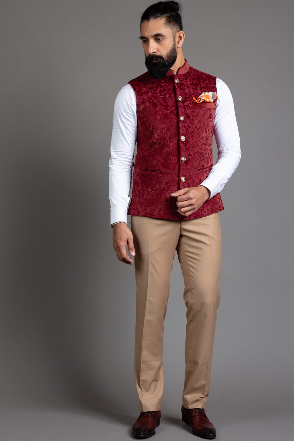 Red velvet deals nehru jacket