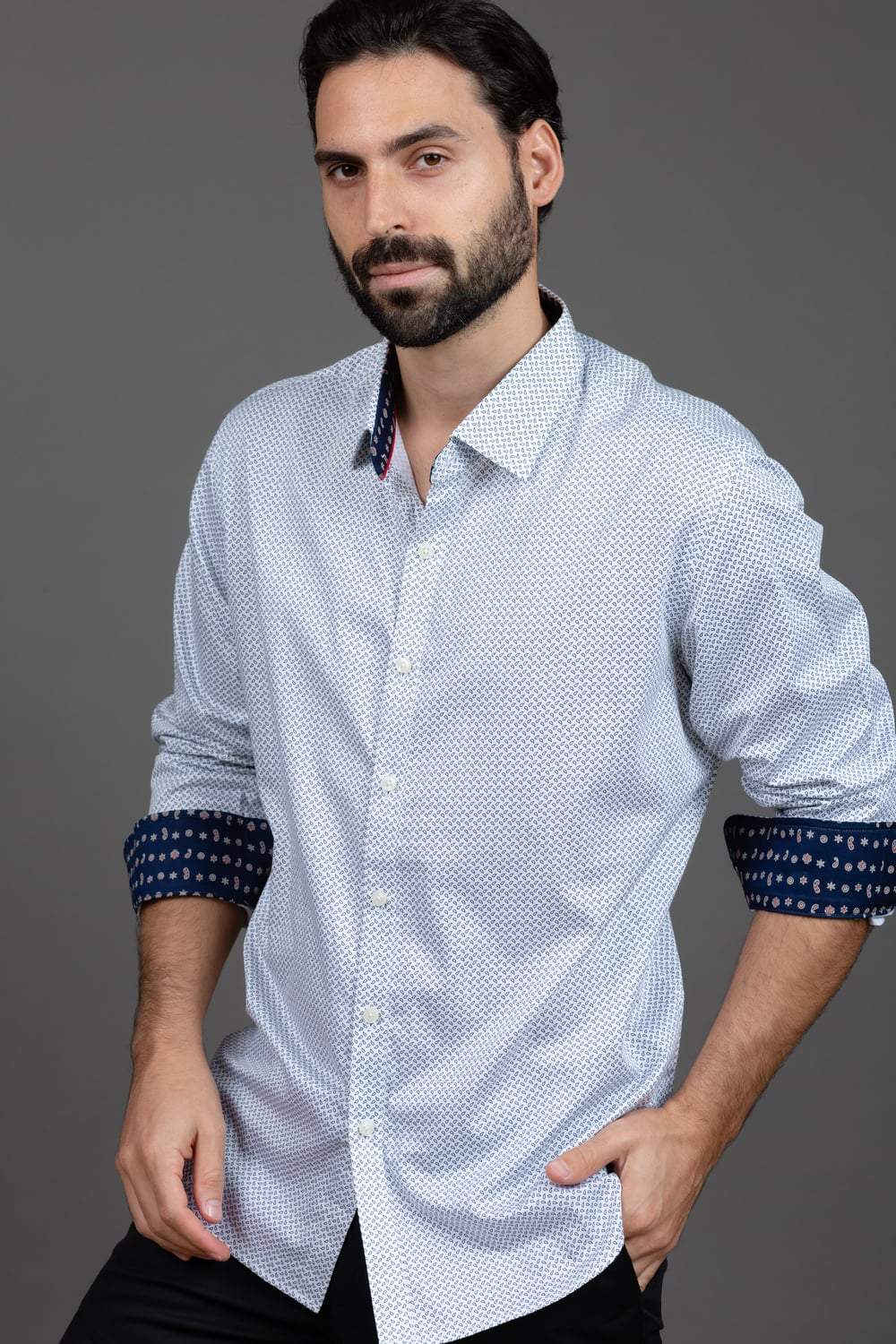 White hot sale printed shirt