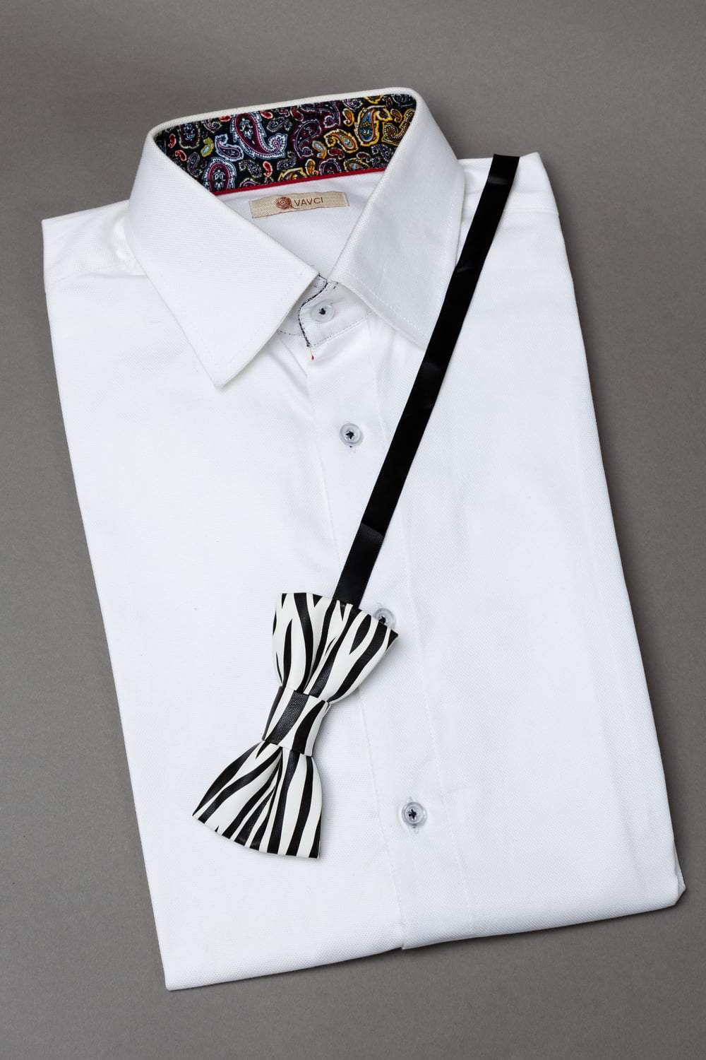 Zebra Print Leather Pre-Tied Bow Tie