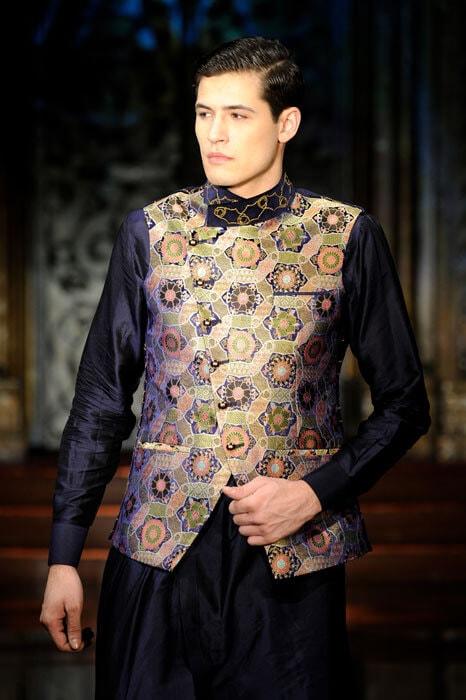 Multicolourd Tibetian Silk Waist Coat-NYFW Collection