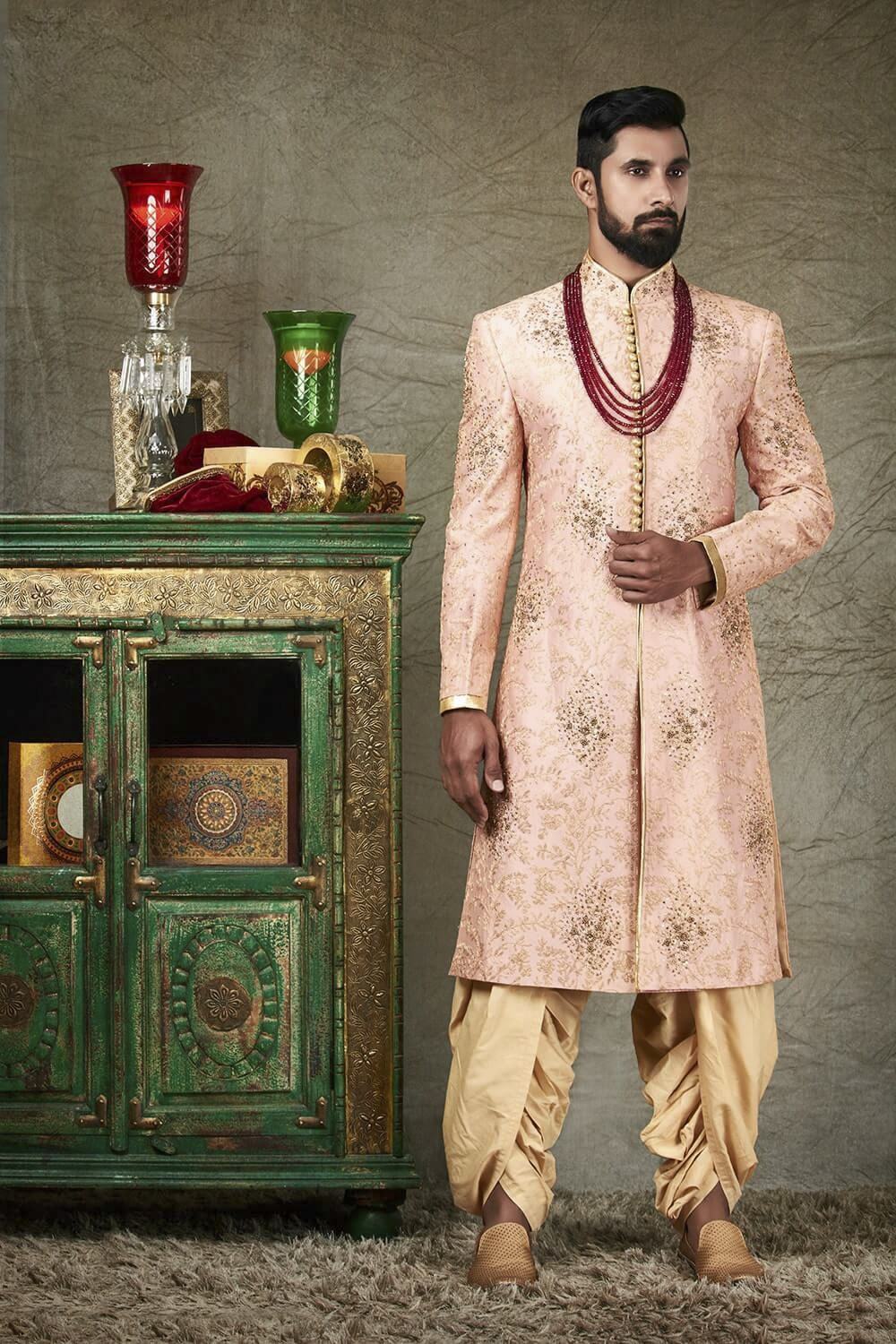 Pink Embroidered Sherwani