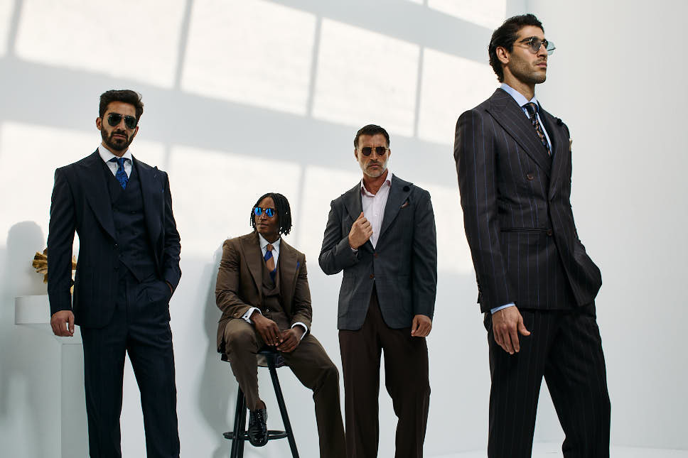 Navy wool three-piece suit, from a best suits for men guide