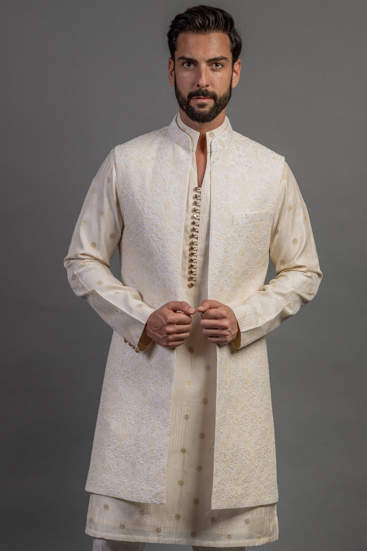 White Long Nehru Jacket