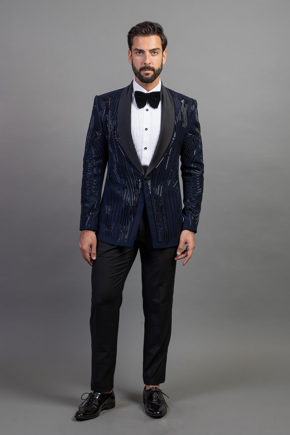 Blue Tuxedo With Embroidery