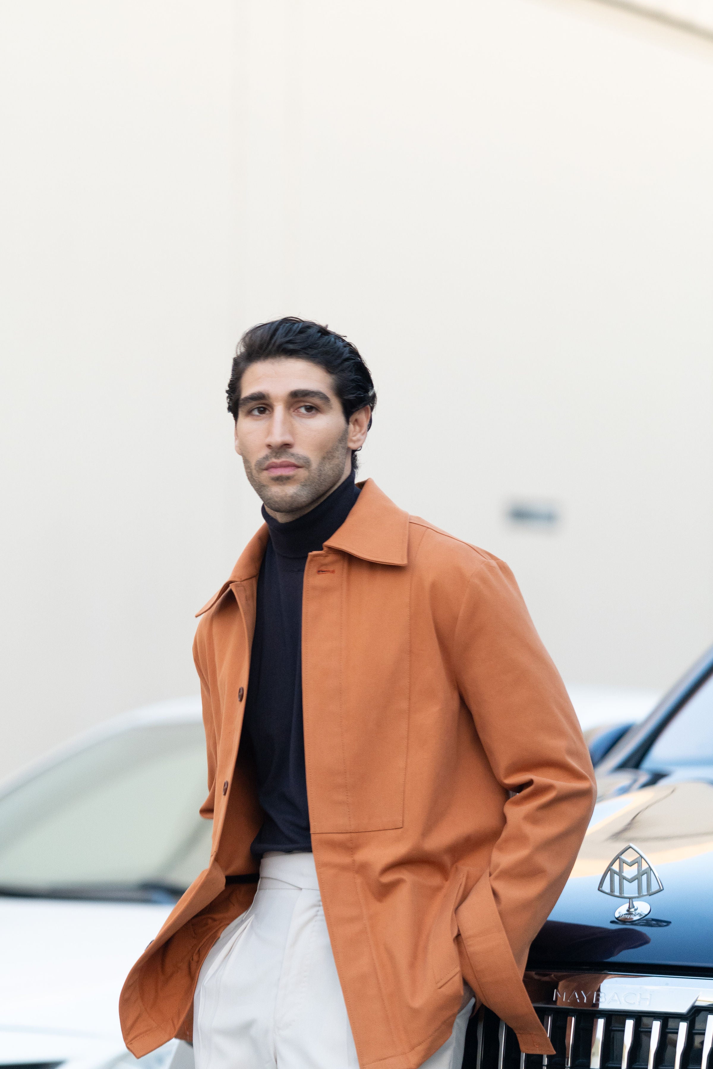 Orange cotton shacket for relaxed smart casual looks