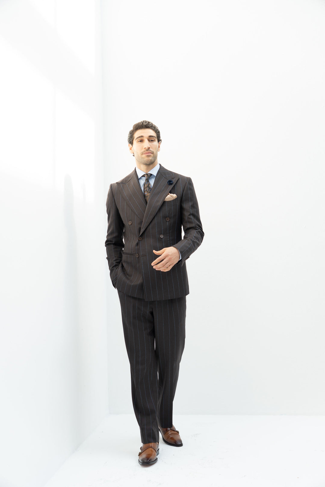 Coffe pinestripe suit