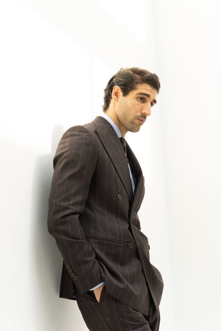 Coffe pinestripe suit