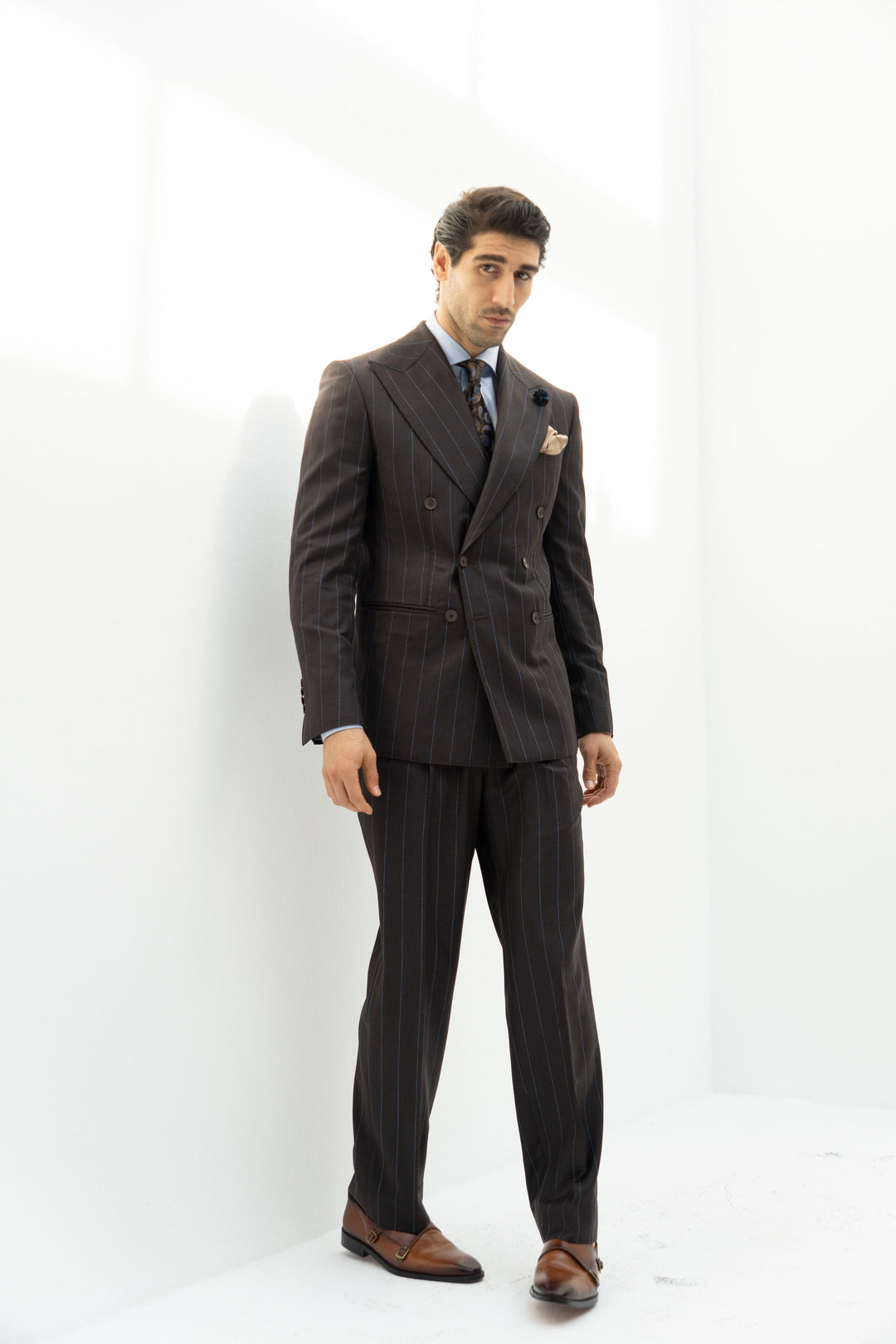 Coffe pinestripe suit