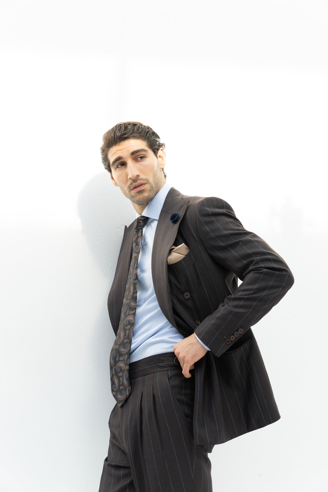 Coffe pinestripe suit