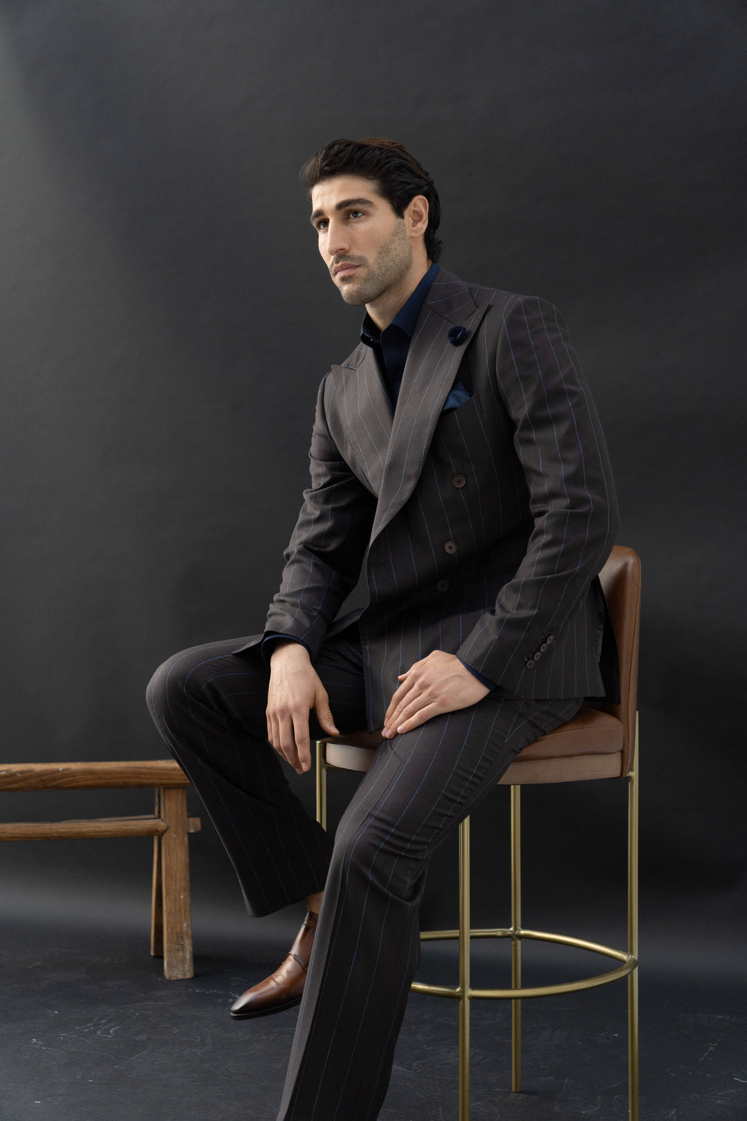 Coffe pinestripe suit