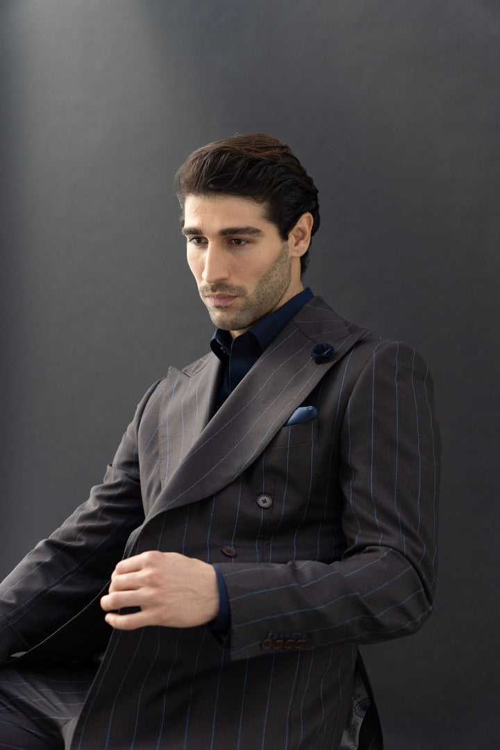 Coffe pinestripe suit