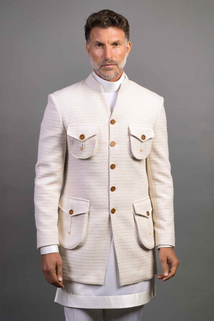 White Tweed Shacket