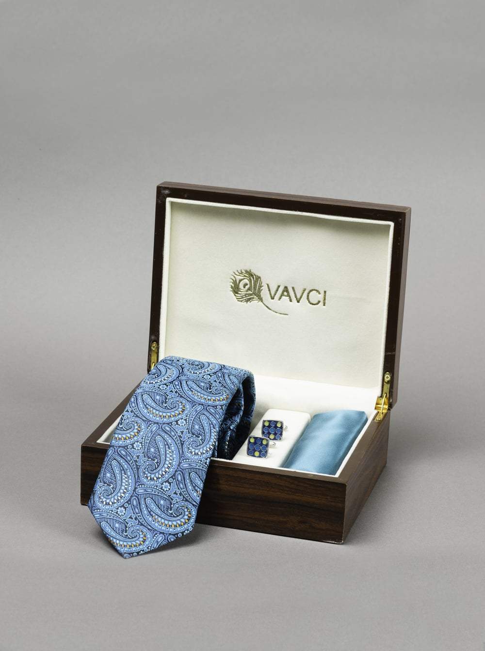 Aqua Blue Printed Tie  Box
