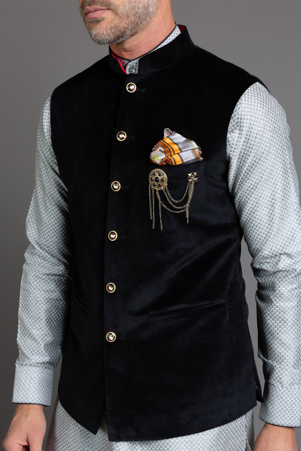 Black Velvet Nehru Jacket