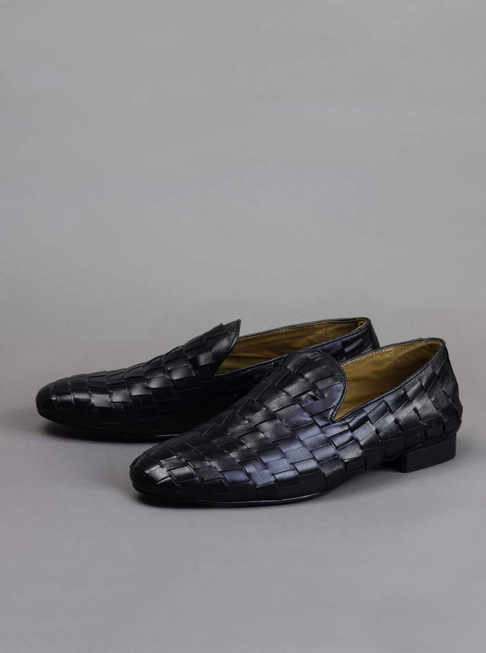 Black Woven Loafer Shoes