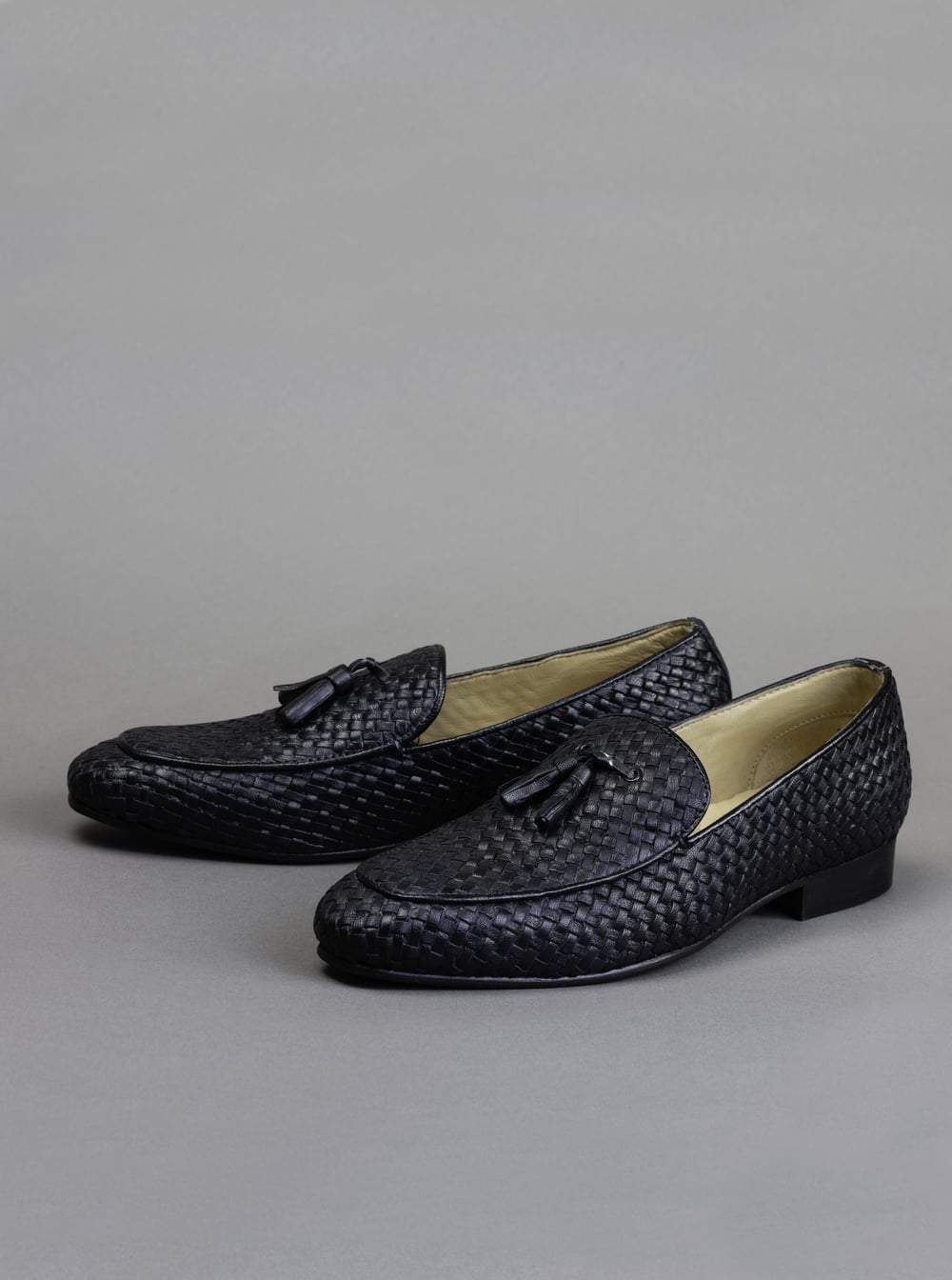 Black Woven Loafer Shoes