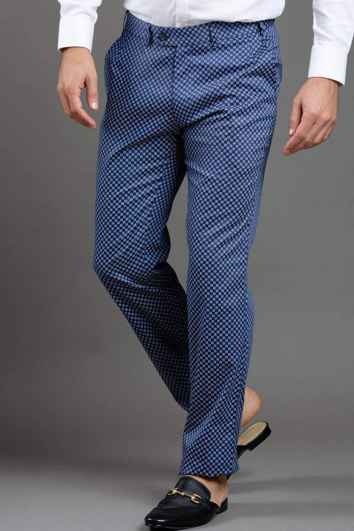 Blue And White Printed  Trouser