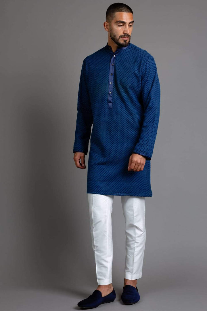 Blue Chikankari Classic Kurta
