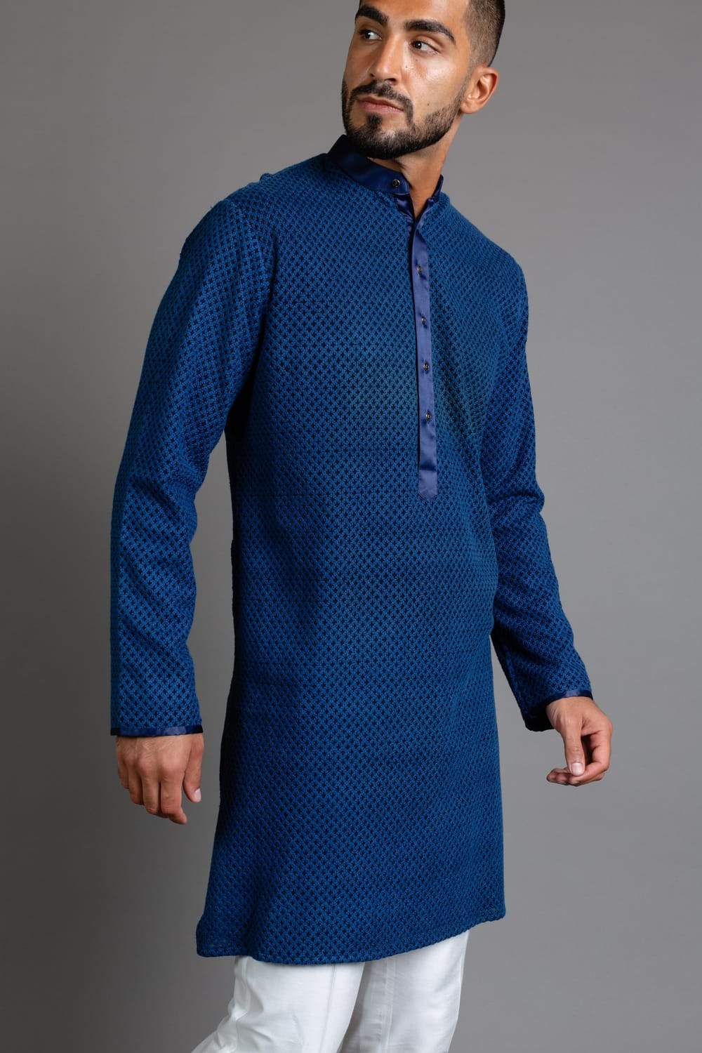 Blue Chikankari Classic Kurta
